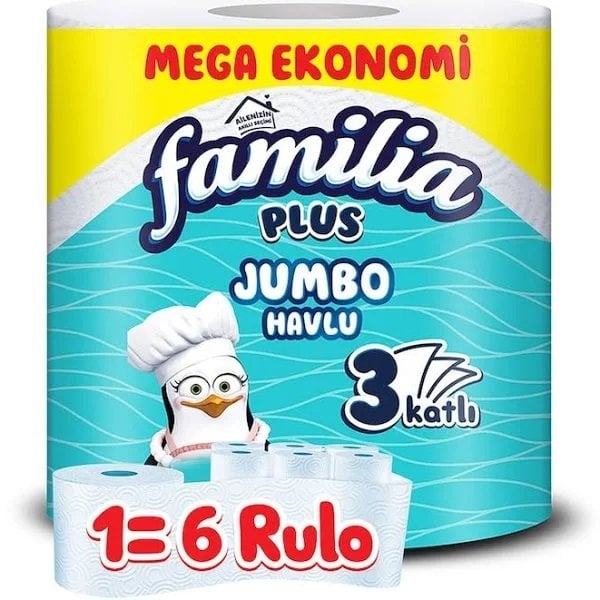 Familia Plus Jumbo Kağıt Havlu 3 Katlı 1=6 Rulo